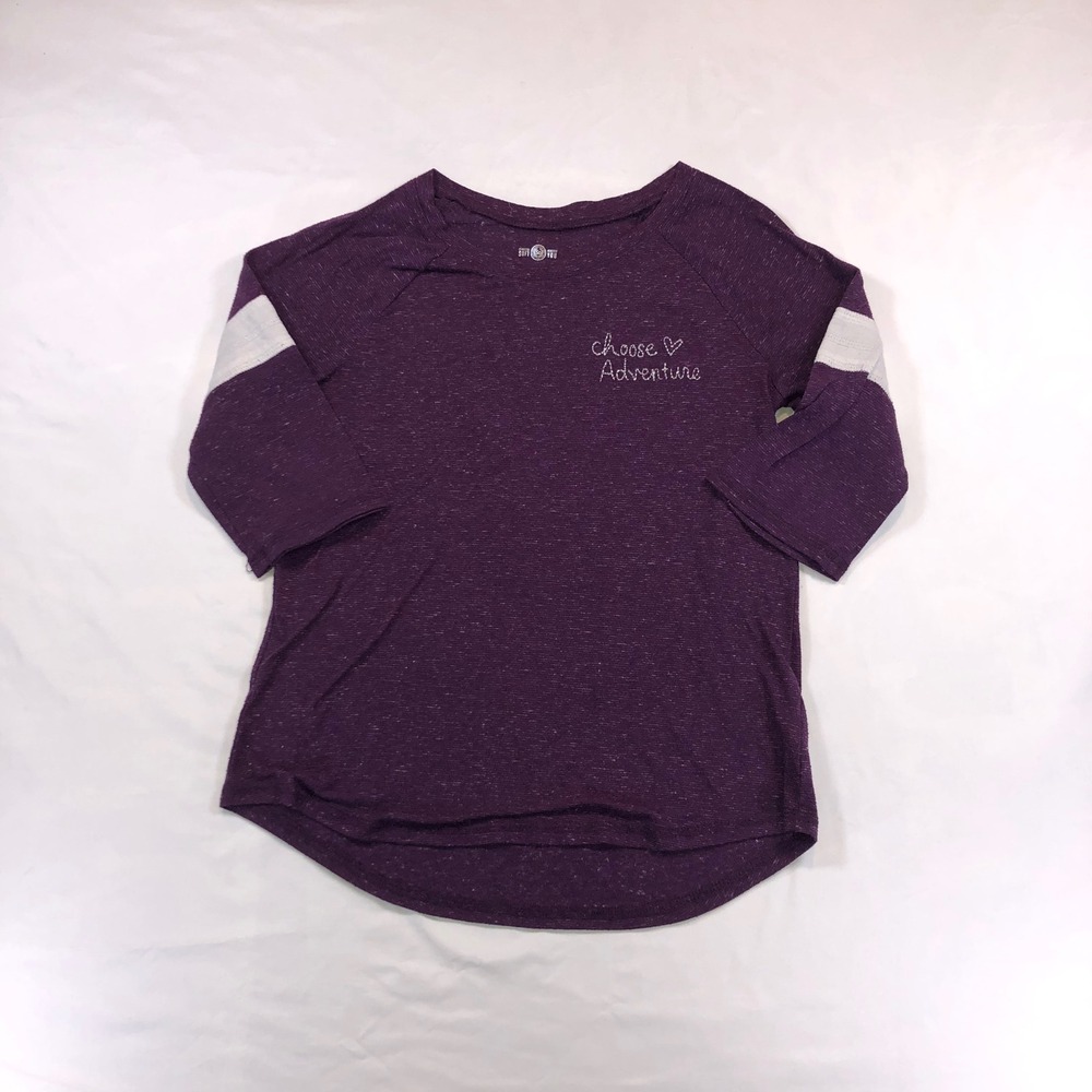 SO Girls Purple Choose Adventure Perfect Active Tee Raglan Shirt Size 10